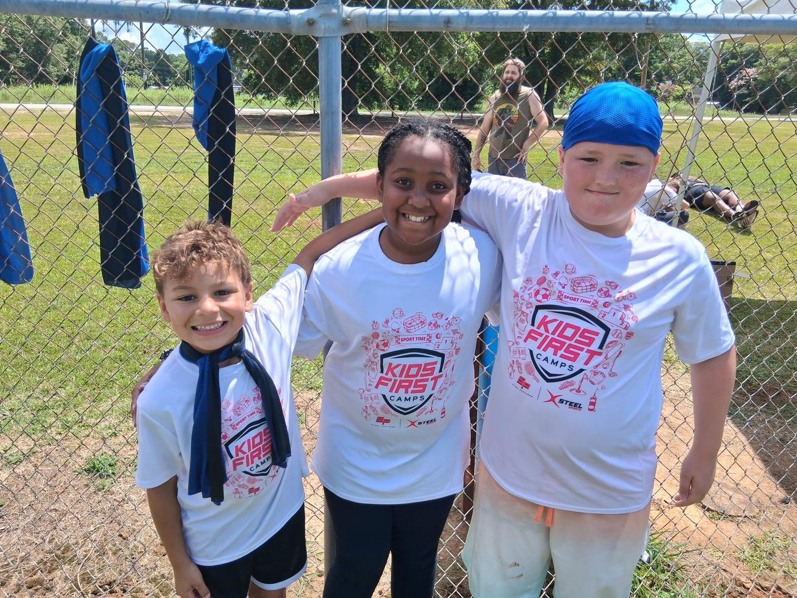 Campers in Kids First Camps shirts at a Steel Sports youth camp
